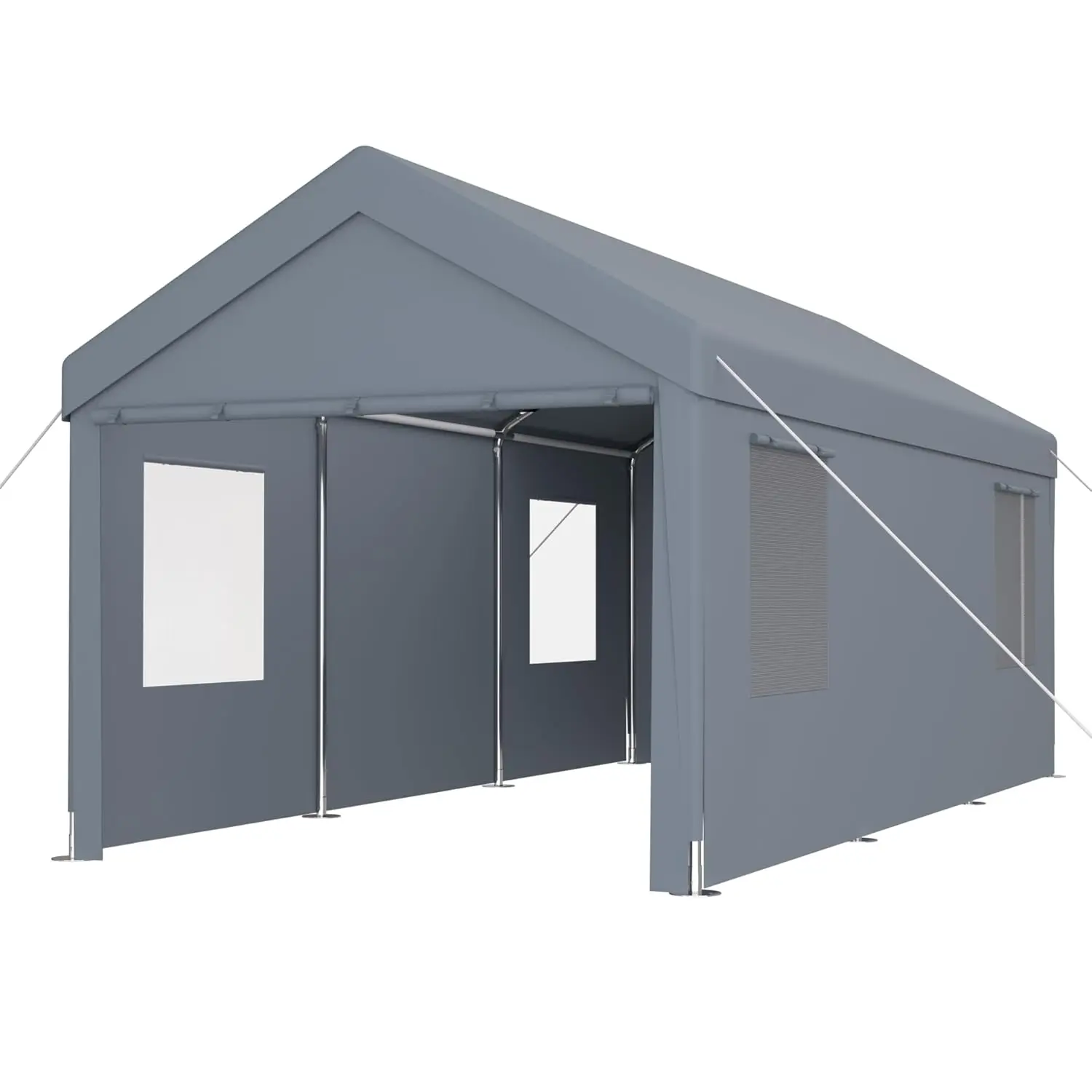 12x20ft Portable Carport Shelter with Roll-up Doors, Customized