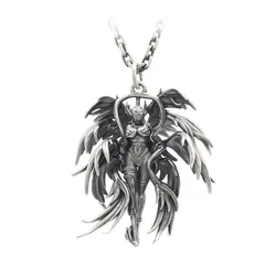 Men's Fashion Angemon Pendant Necklace Seraph Six Wings Angel Long Chain Necklace Gothic Punk Hip Hop Jewelry Accessories Gifts