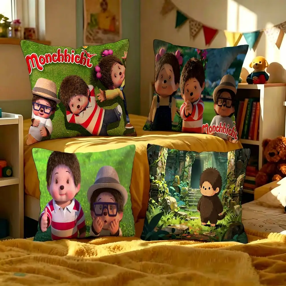 Cute M-monchhichis-s Maple Design Cushion Cover Happy Autumn Harvest decor Holiday Decorati Pillow Cover