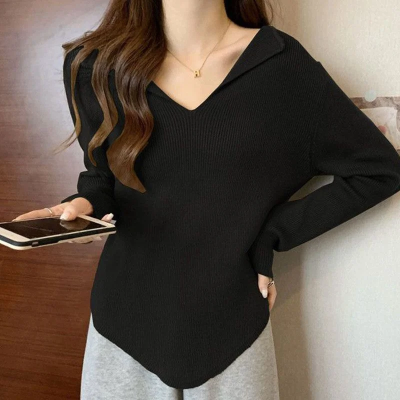 

Large Size Oversized Sweater for Ladies, Versatile Knitwear, Thin Temperament, Long Sleeves, Undershirt Coat, New