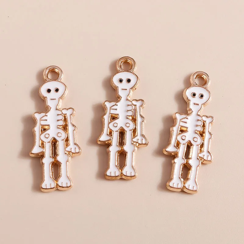 Duarte 20 Teile/los Nette Emaille Halloween Skeleton Charms Anhänger für Schmuck Machen Halsketten Ohrringe Armbänder DIY Handwerk Versorgung – Detail 3