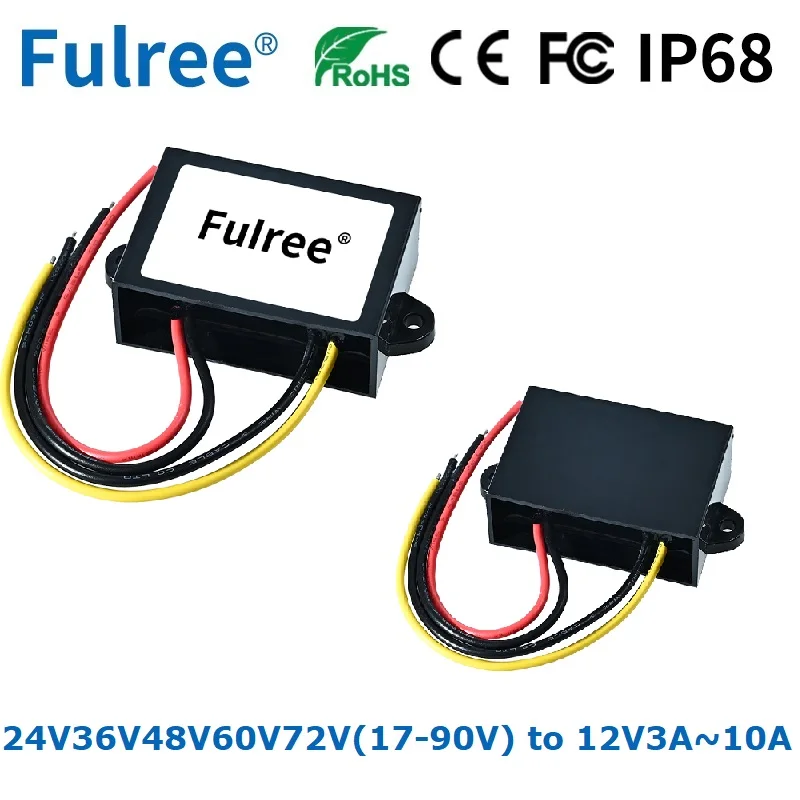 Free Shipping 72V 60V 48V 36V 24V to 12V 3A 5A 10A DC DC Buck Car Bus Truck Vehicle Motorcycle Step Down Voltage Power Converter