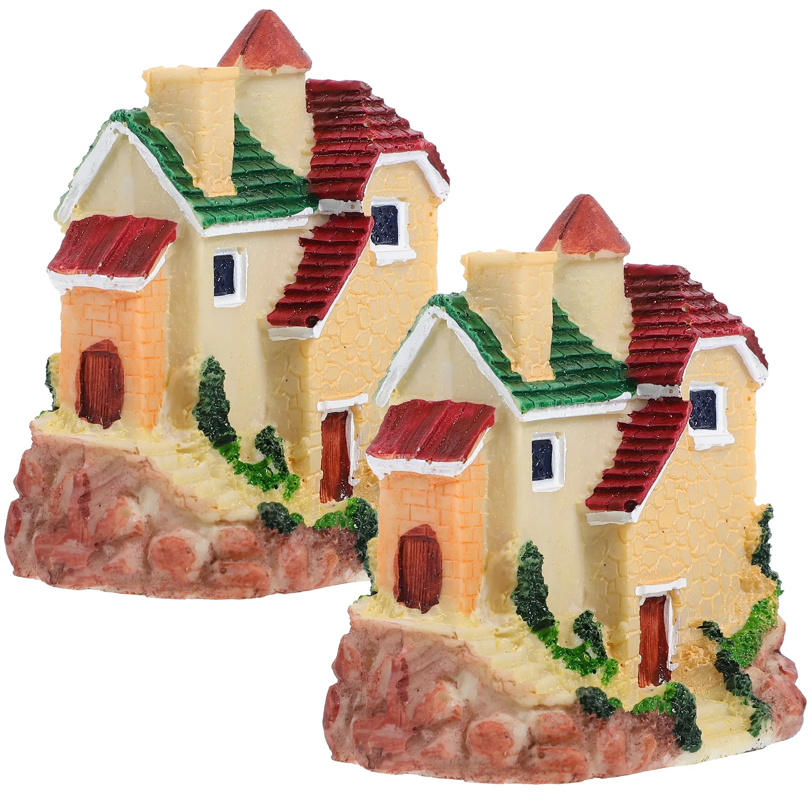 

2 Pcs Decoration Ornaments Small House Home Resin Adornment Miniature Plant Pots Garden Child Micro Landscape