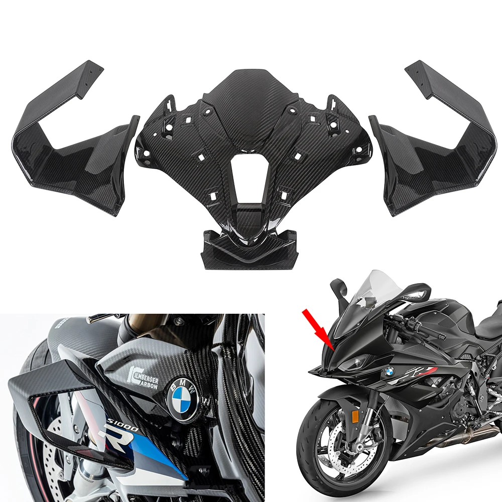 

MOTO4U Carbon Fiber Motorcycle Front Faring And Winglet Gloss Twill For BMW S1000RR 2019 2020 2021 2022