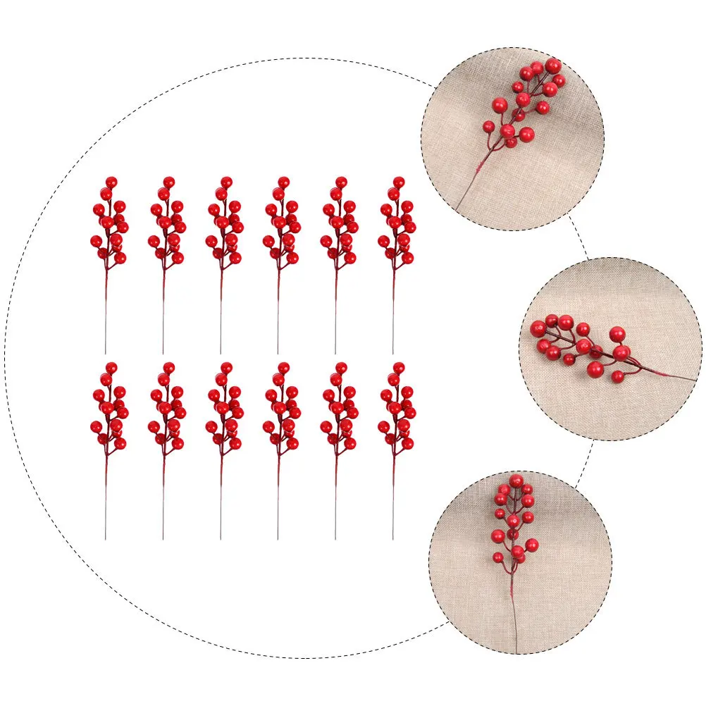 

12Pcs Imitation Berry Decoration Beautiful Christmas Party Home Supplies Fake Berry Party Supply Christmas Decoration Supply