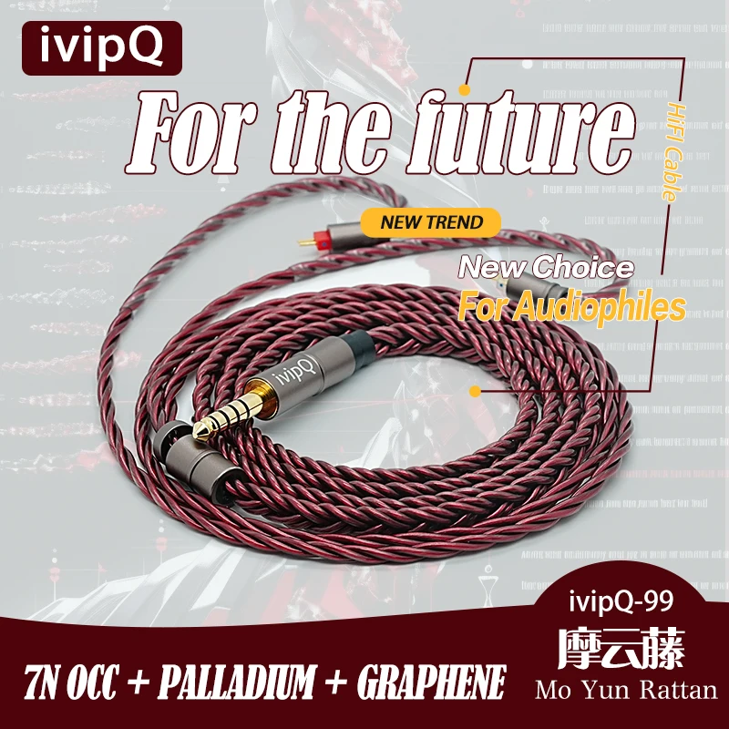 ivipQ-99 Flagship Cable Japan Imported 6 Core High-purity Litz 7N OCC Palladium Graphene Three Elements Earphone Upgrade Cable