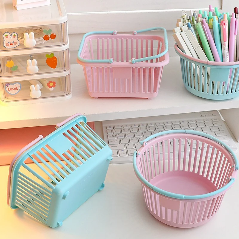 Kitchen Storage Basket Hollow Portable Shower Bath Baskets Desktop Fruit Baskets Child Toys Snack Plastic Organizer