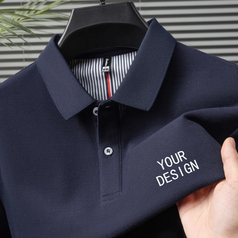 Custom Logo Men's Luxury 100% Cotton Polo Shirt, Breathable Casual Summer Tee with Trendy Embroidered Collar