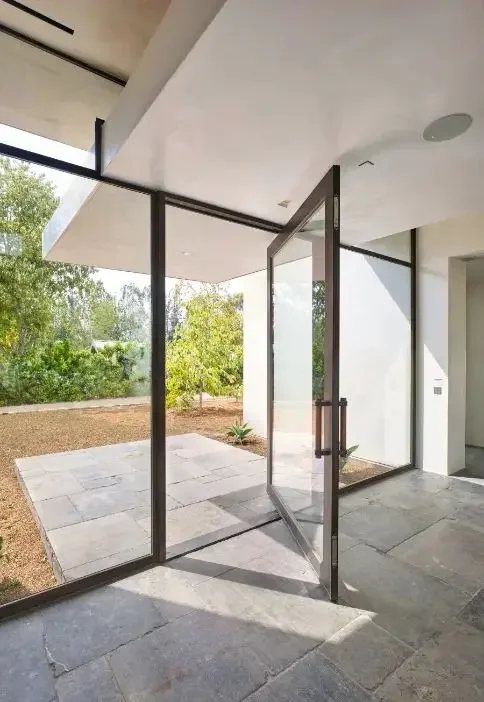 Aluminum Glass Pivot Door Modern Home Main Entrance Doors Security Tempered Glass Front Door for Villas Manual Opening Interior