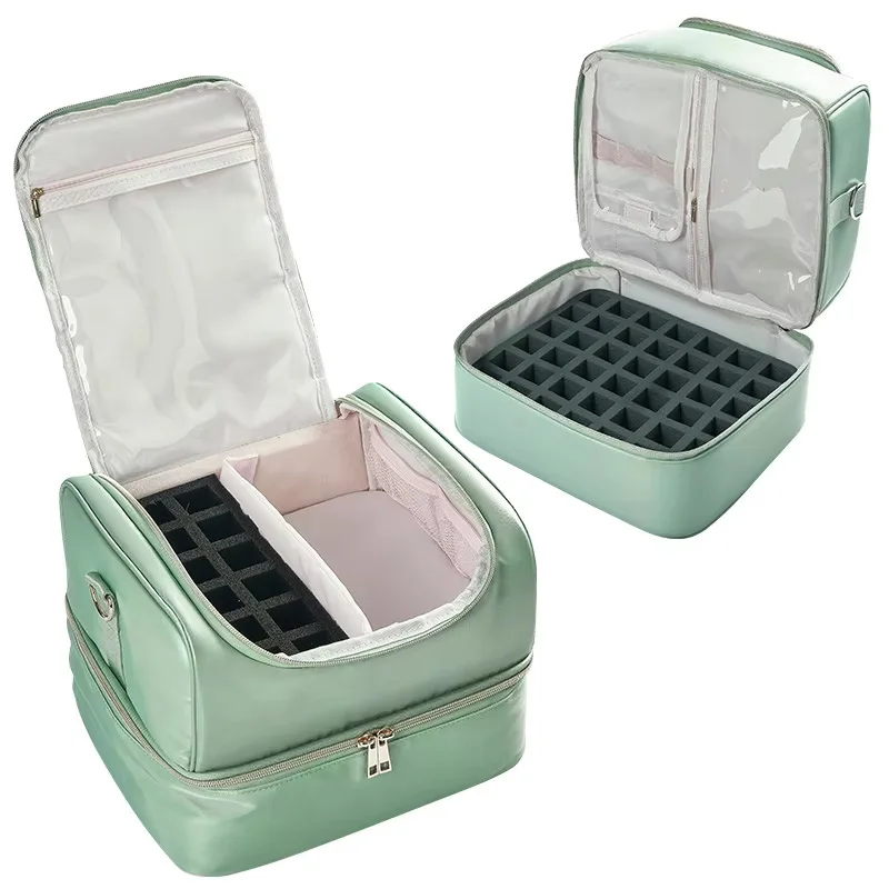 Customized large-capacity portable vanity case, beauty nail polish storage box, essential oil nail lamp, handbag.
