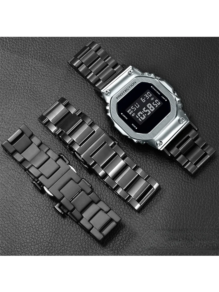 Correa de acero inoxidable sólida para reloj Casio G Shock Gm110, Correa modificada, DW-5600 macho 5610, Gm5000, Ga2100, 16mm, 22mm