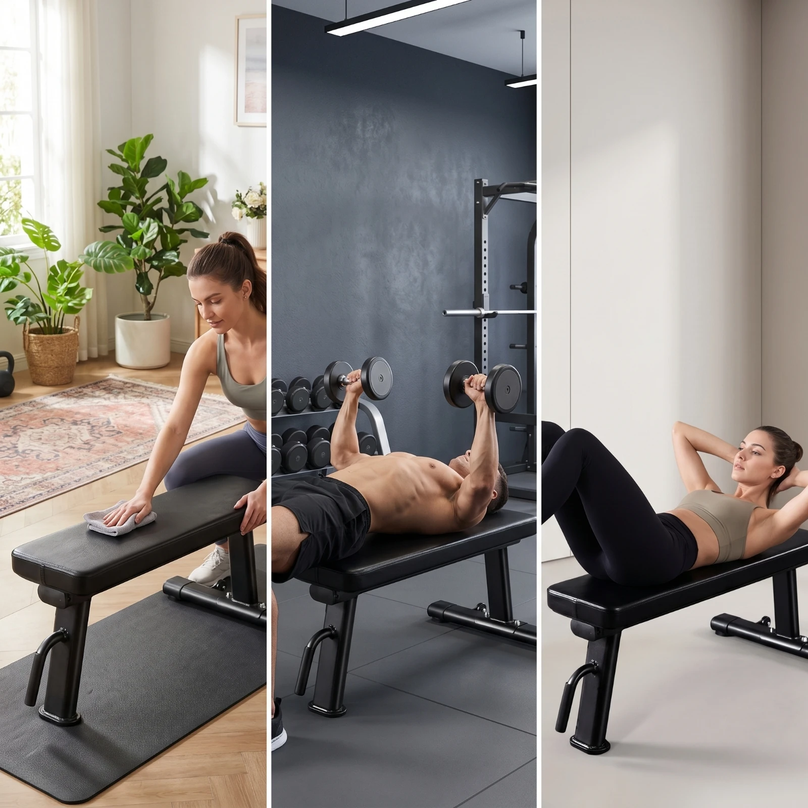 Home Gym Weight Bench - Banc de musculation plat stable et