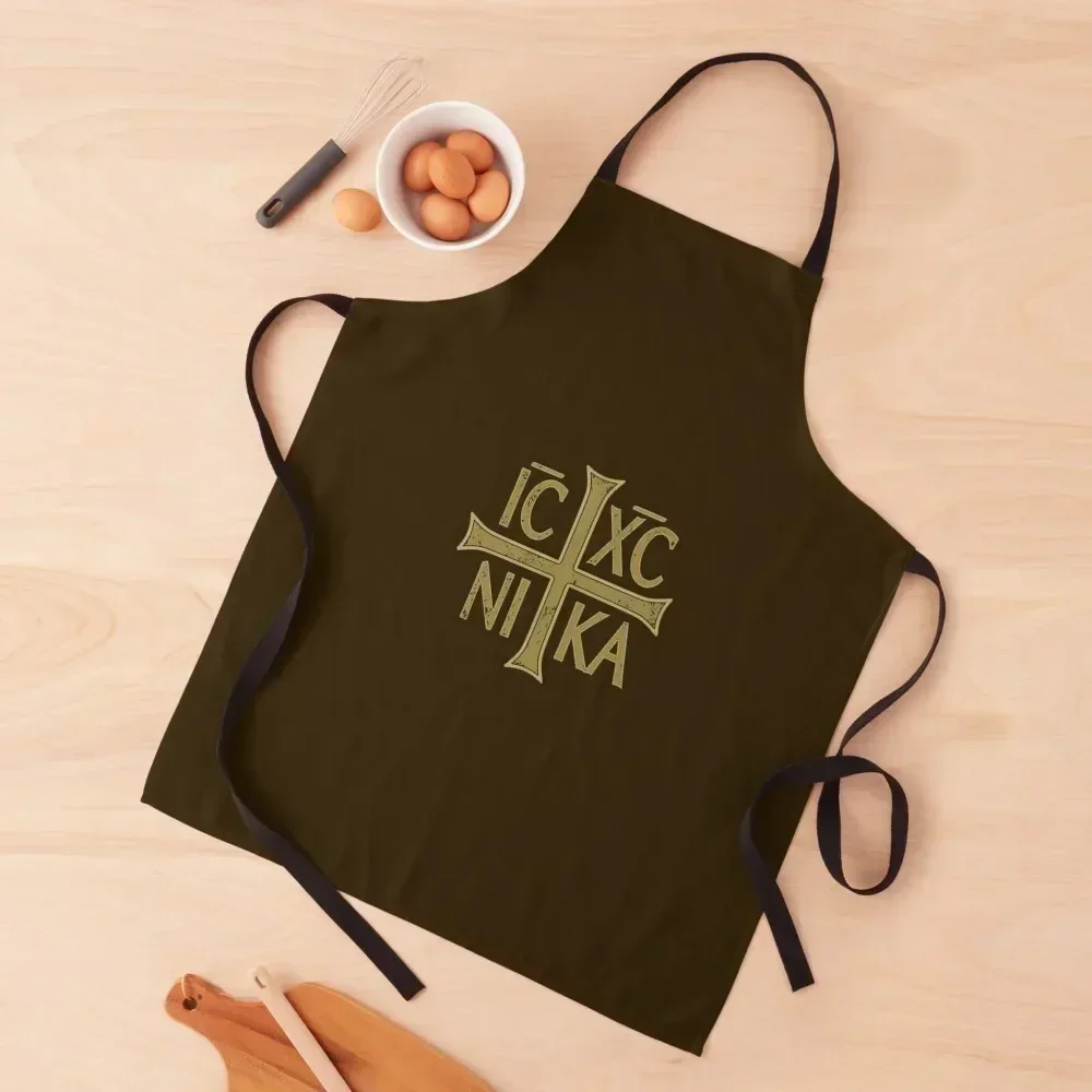 

IC XC NIKA Cross Orthodox Eastern Christianity Christogram Side Apron nail tech supplies Waterproof women Barista Salon Apron