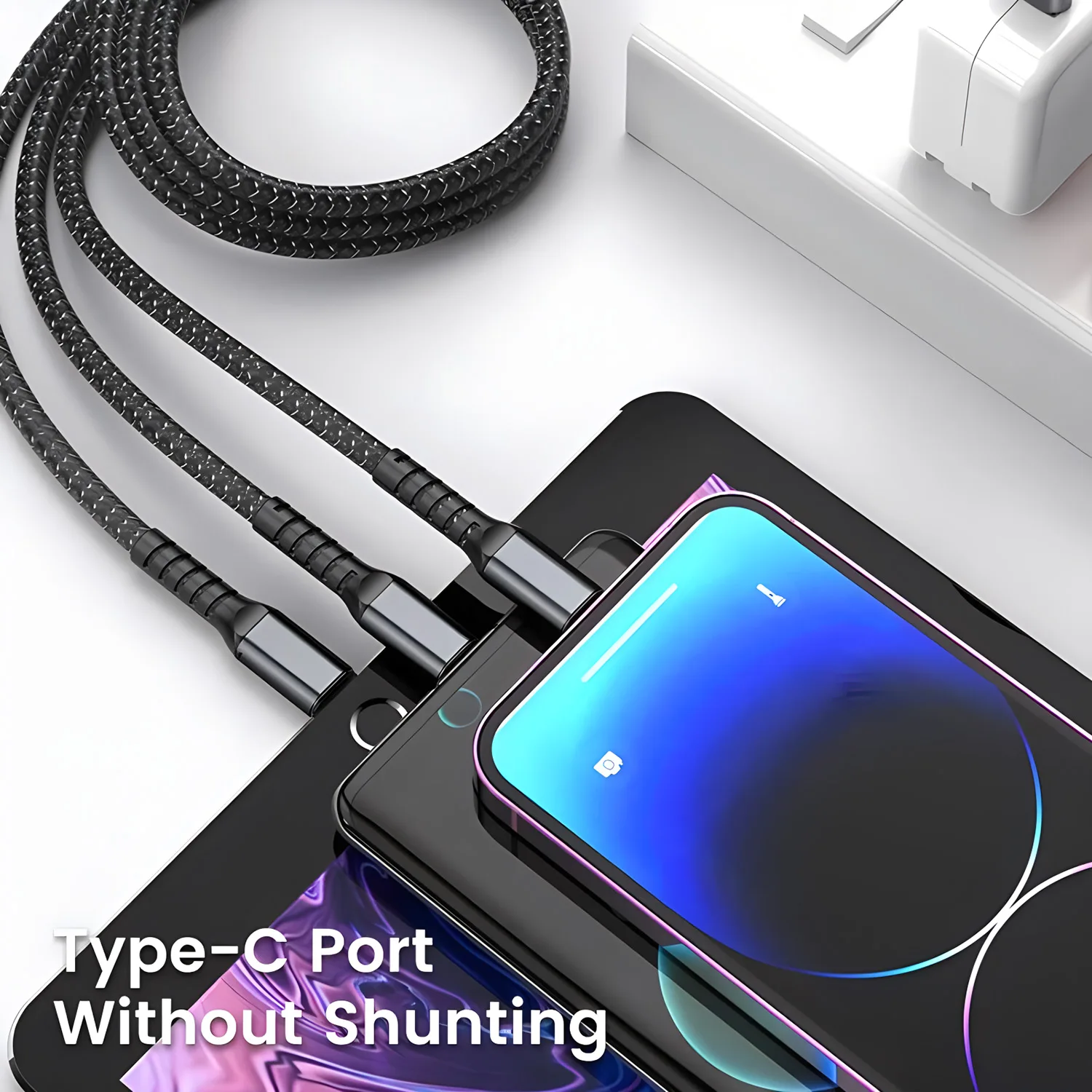 3 in 1 100W USB A Cable Fast Charging Micro USB Data Cord Phone Charger Quick Charge Cable For iPhone Samsung Xiaomi Huawei view 2