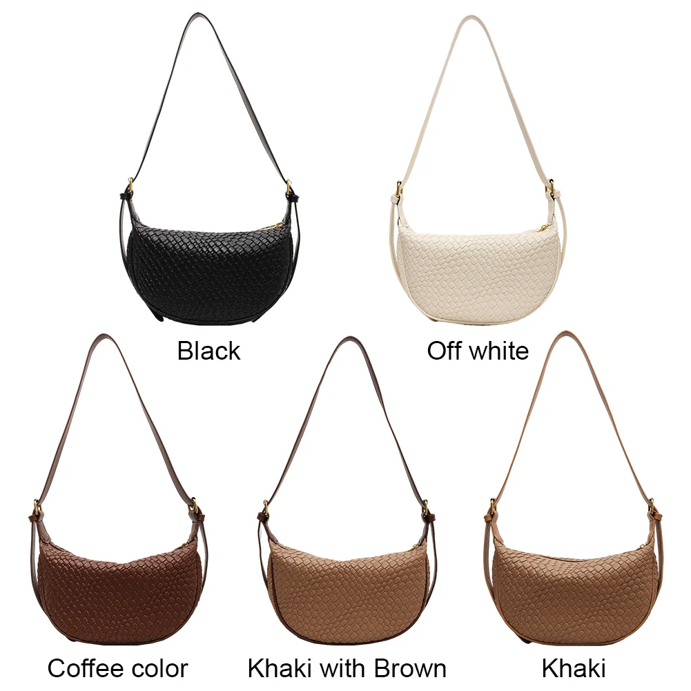 Women Daily Shoulder Bag Adjustable Strap Woven Fashion Shoulder Bag Solid Color Casual Sling Bag Shopping Bag