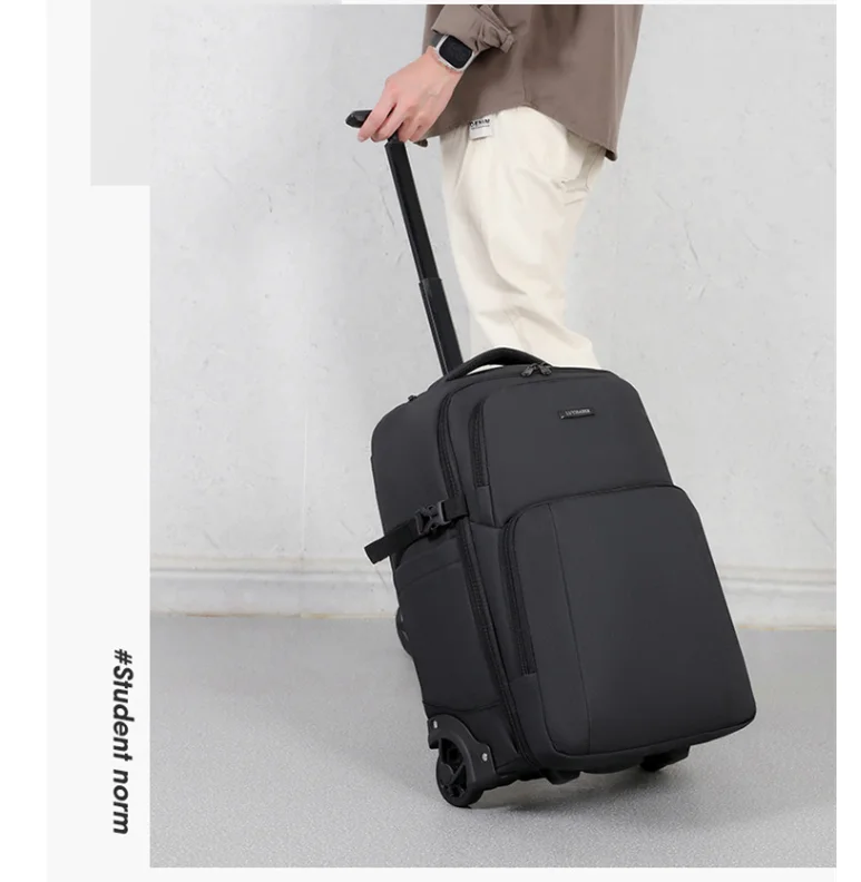 Tas Ransel Beroda untuk Pria Wanita 20 Inch, Tas Trolley dengan Kompartemen Laptop Tahan Air, Tas Kabin