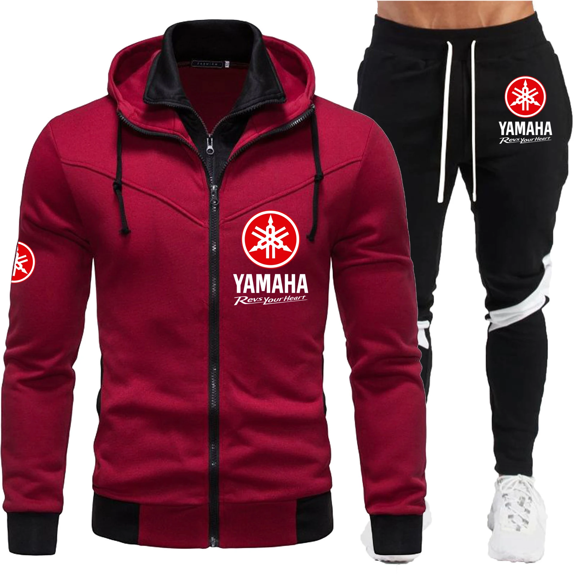 Yamaha men's autumn and winter fashion sports suit, including zipper sweater and sports pants, provides comfort and casual style