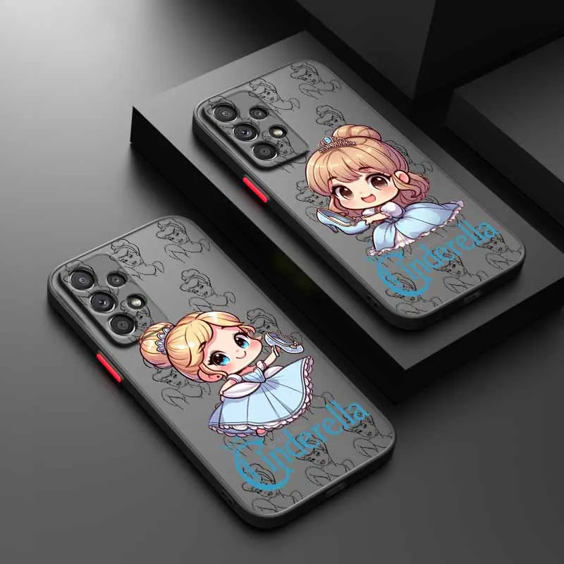 

Милый чехол Disney Cinderella для Samsung A73 72 71 70 56 55 54 53 52 51 50 42 41 36 35 34 33 31 Матовый полупрозрачный чехол для телефона