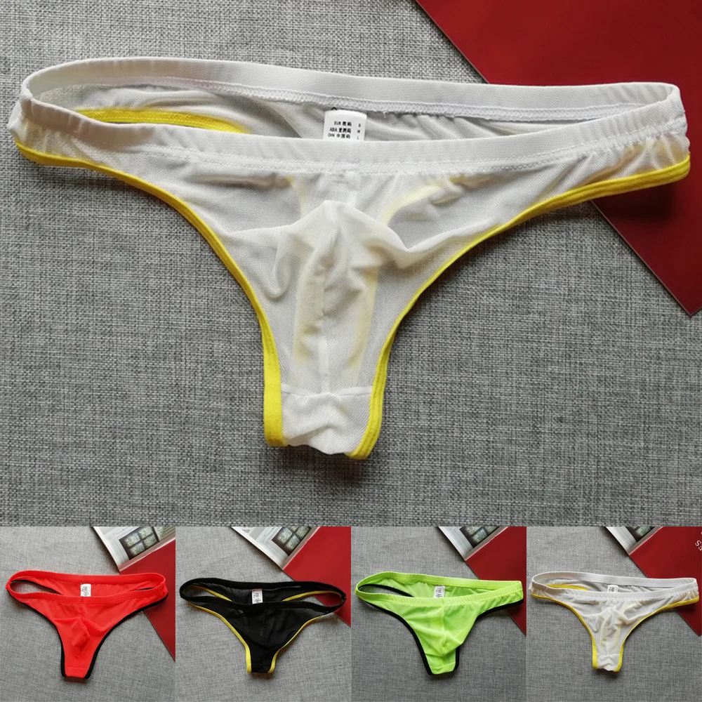 الرجال موجز مثير الملابس الداخلية مثير منخفضة الخصر شفافة رقيقة جدا تنفس ثونغ مثليون جنسيا الملابس سيسي سراويل Inmitate رجل الملابس الداخلية