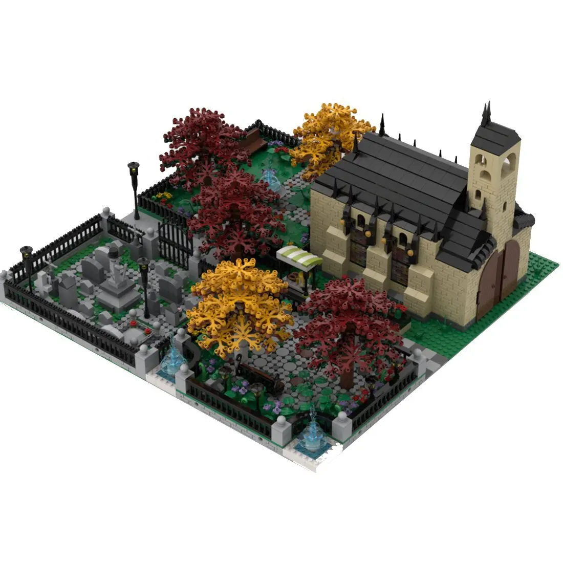 

Изготовленная на заказ модульная церковь MOC-36498 с кладбищами (5731 шт.) игрушки в подарок на Рождество