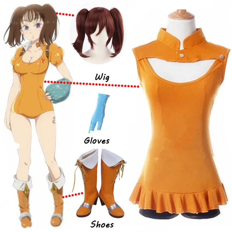 SingXeng Anime Cosplay Imashime no Fukkatsu Diane Serpent's Sin of Envy Cosplay Costume Women Top Shorts Set Customize