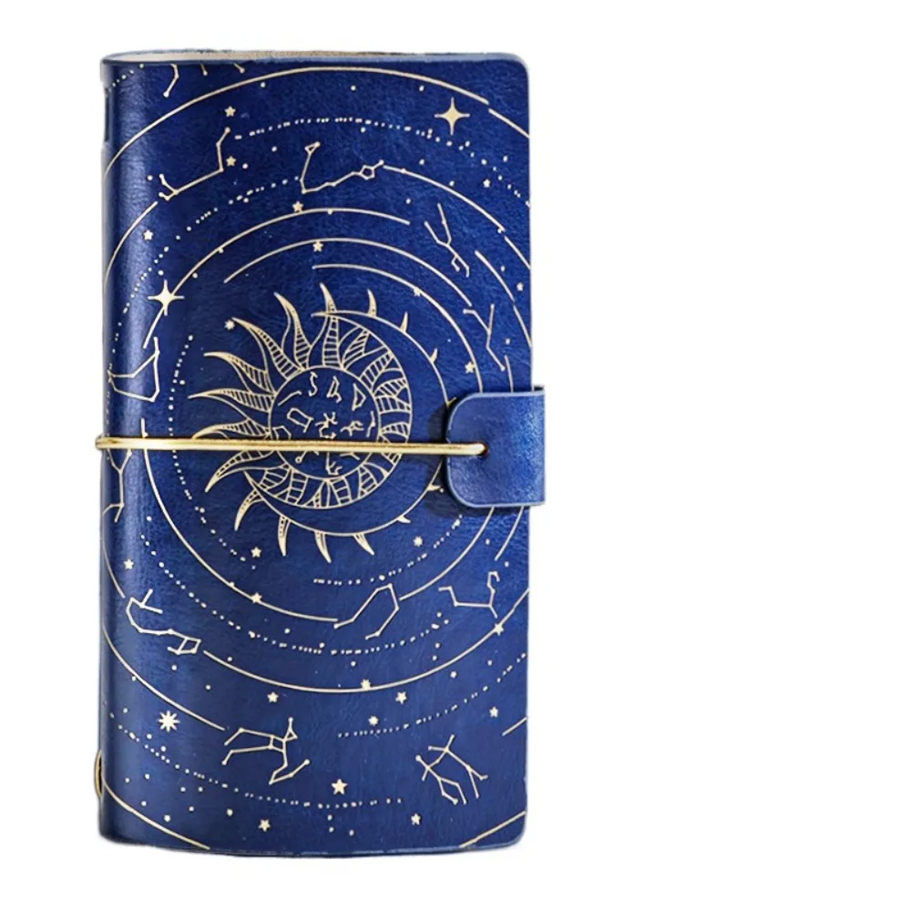

Retro Gold Stamping Notebook Leather Cover 192 Page Diary Handbooks Twelve Constellations Waterproof A6 Personal Notepad