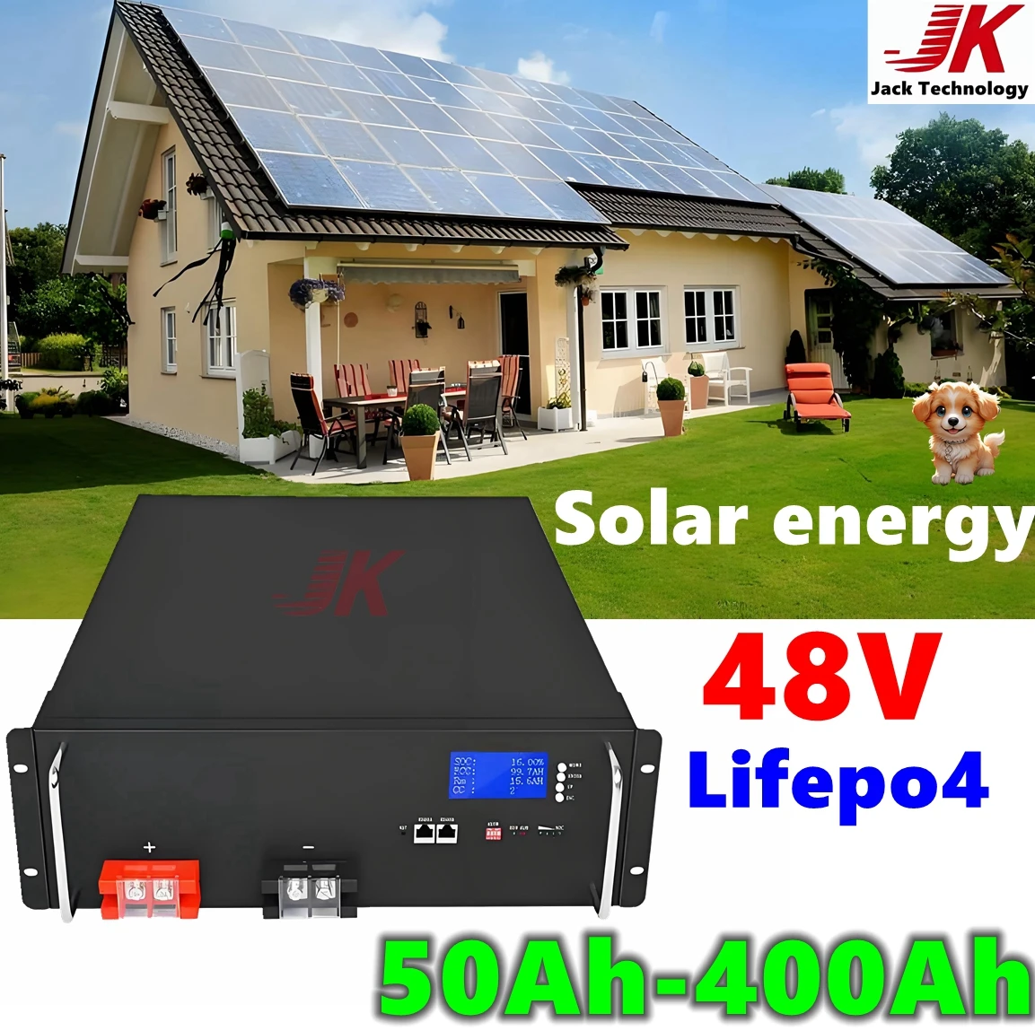 

JK 48V 51.2V 100Ah 200Ah 50Ah 60Ah 80Ah 120Ah 150Ah 300Ah 400Ah Lifepo4 Battery RS485 for Solar Energy Storage Base inverter