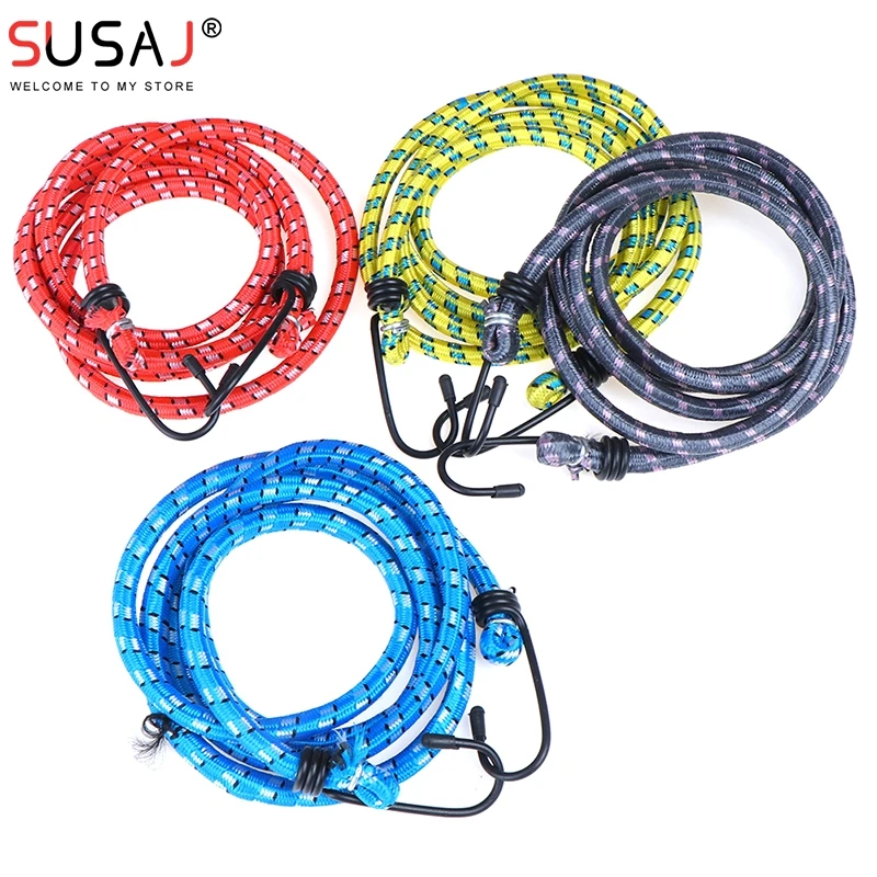 1Pc 1.5m Strong Elastic Cord Rope Cargo Luggage Holder Straps With Hook Expander For Motorcycle SUV Car Roof Outdoor Camping