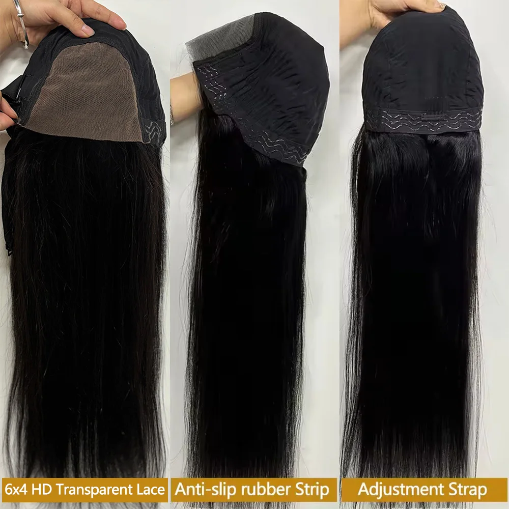 30 inch Glueless Wigs Human Hair Ready To Wear 6X4 Brazilian Straight HD Lace Front Human Hair Wig 100% Human Hair Wigs Glueless