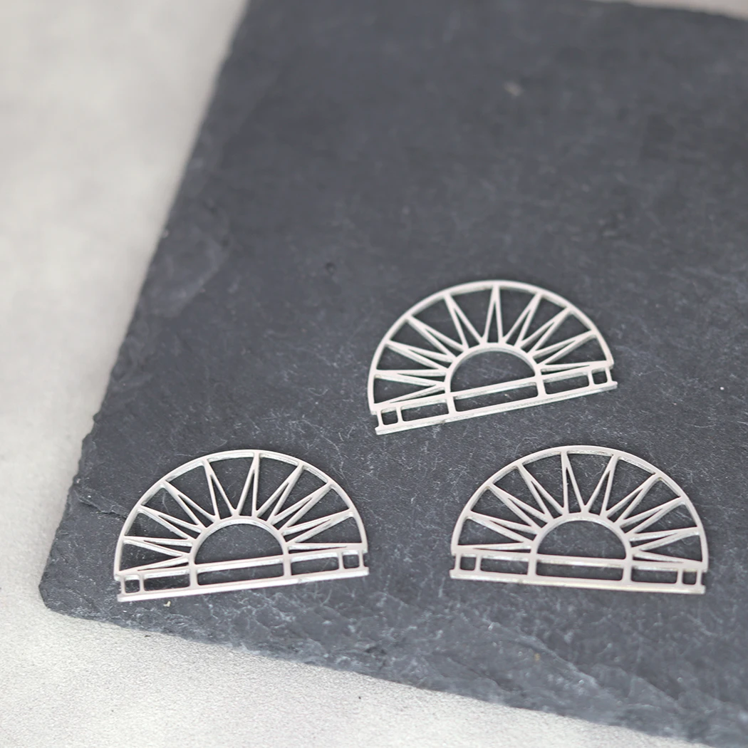 3PCS Half Round Sun Line Charms DIY Craft Tassels Earrings Necklace Women Stainless Steel Pendant for Jewelry Making Accessories