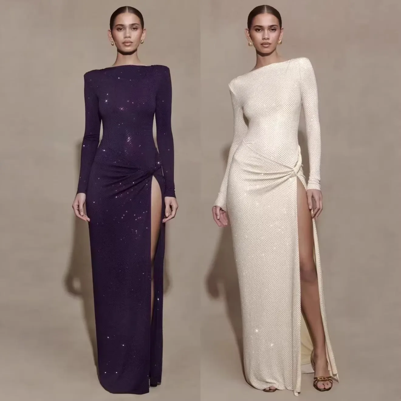 

Сексуальное длинное вечернее платье на одно плечо с эффектом похудения, женское платье с узлом, облегающая юбка с завышенной талией, в стиле Ins, зимнее