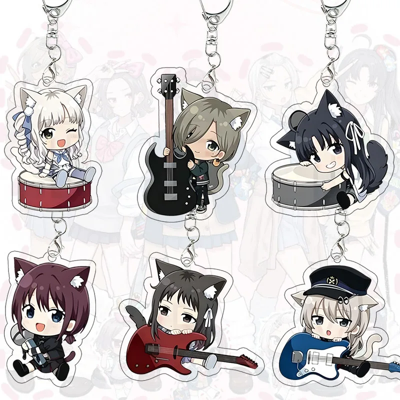 

Girls Band Cry Cat Ear Keychains Subaru Rupa Tomo Hina Anime Rock Band Key Ring Bag Pendant Kawaii Student Birthday Gift