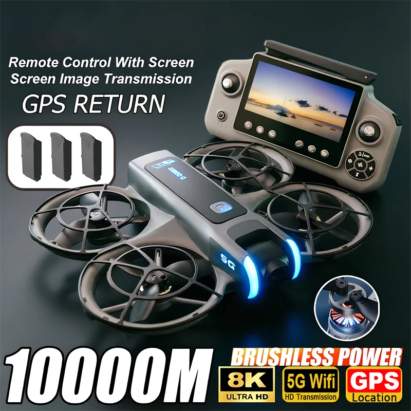 D2 Drone 8K Aerial HD Intelligent Avoiding Obstacle with Larger Screen Remote Control Folding Brushless Power GPS Drone