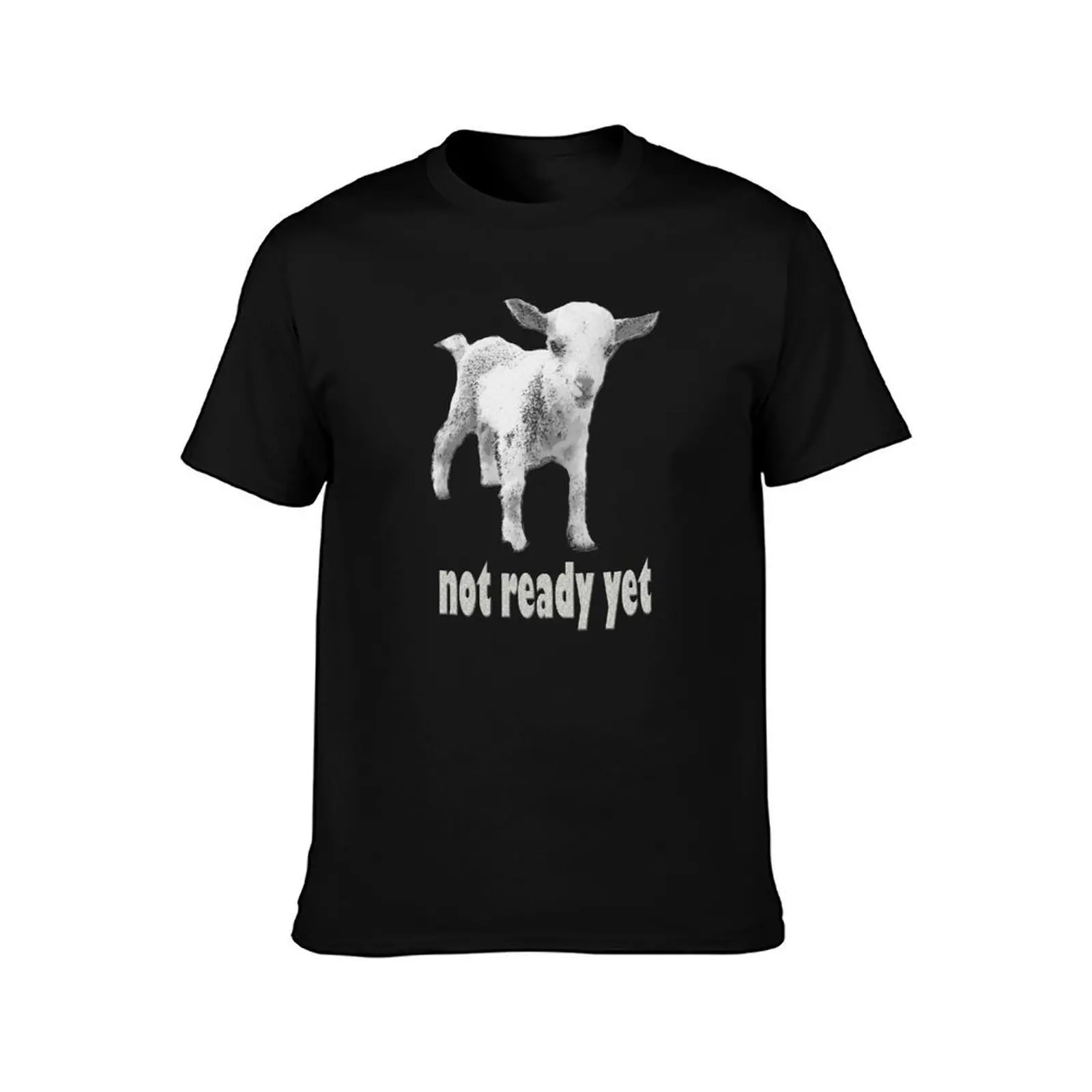 Severance Goat Not Ready Yet White T-Shirt Casual Minimalist Short Sleeve Top
