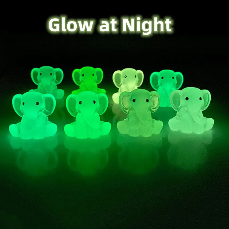 8-16PCS Miniature Elephants Fairy Garden Decoration Luminous Mini Elephant Figurines Home Decor DIY Doll House Accessories