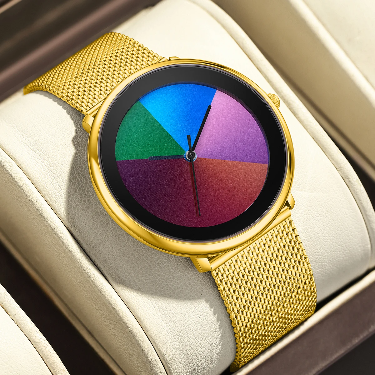 LIGE Couple Men Watch Fashion Casual Colorful Changing Dial Quartz Wriswatch Simple Ultrathin Steel Lady Watches Special Gift