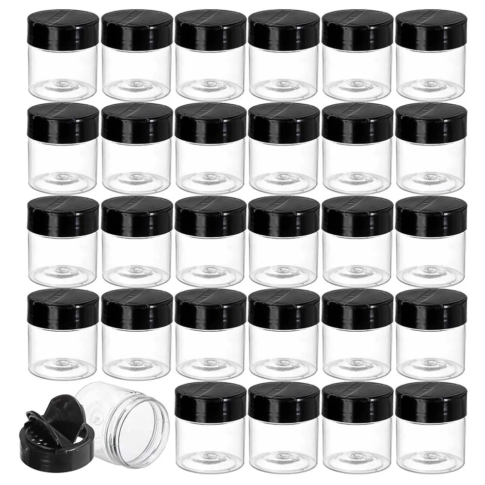 4oz Mini Plastic Seasoning Bottles Spice Jars with Black Flip Cap, Round Food safe Containers for Spice Powders Cosmetics Crafts