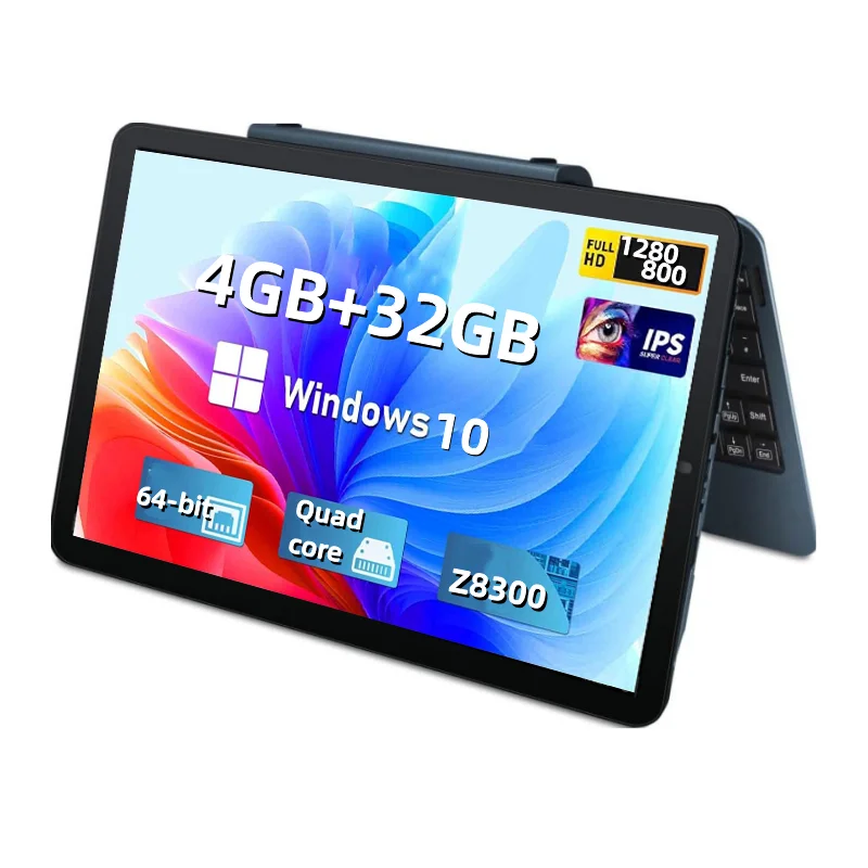 

10.1 INCH 4GB RAM 32GB ROM 64-Bit S12 Tablet PC with Keyboard WINDOWS 10 Home X5-Z8300 Quad Core Up to 1.44GHz WIFI Dual Camera