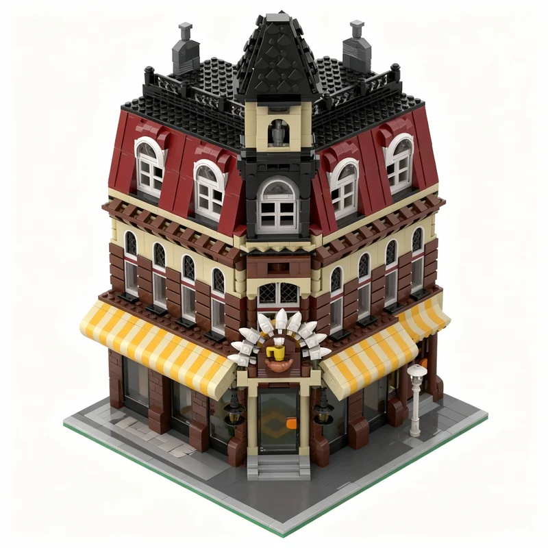 

1986 деталей MOC Cafe Corner: Модифицированная модель кафе-уголка для сборки, конструктор для экспертов, рождественский подарок, игрушка для конструирования