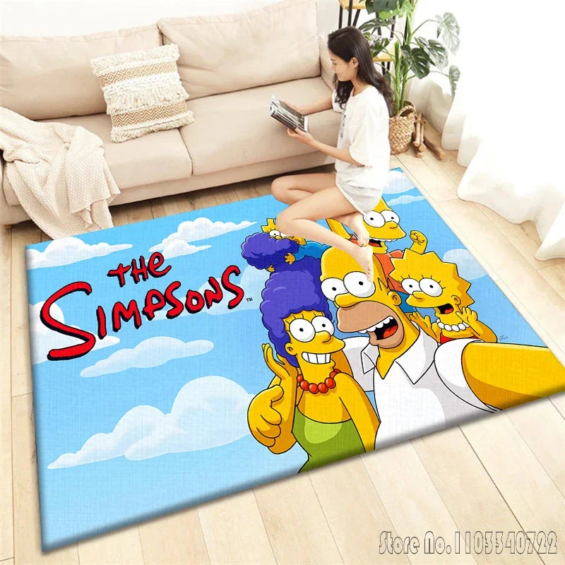 Alfombra de Anime de la familia S-Simpsons, decoración de 120x160cm para sala de estar, dormitorio infantil, sofá, baño, alfombra de suelo para niños