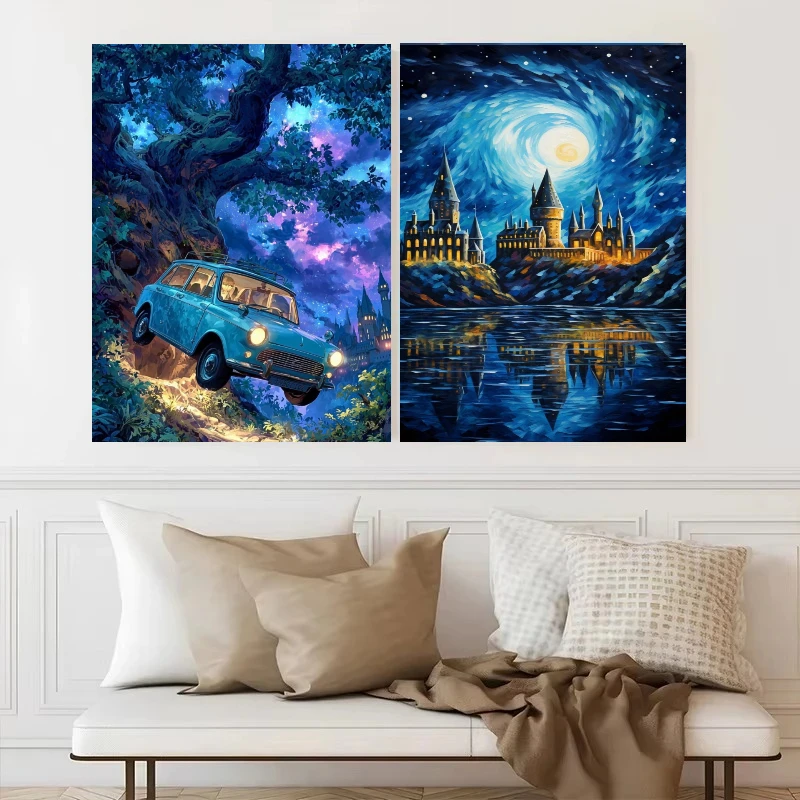 Oil Painting Castle Lake Reflection Scenery By Numbers Home Decor Modern Wall Decor for Living Room Bedroom Gift No Frame