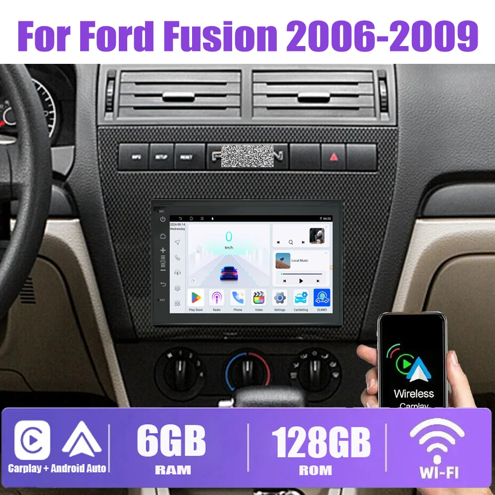 

7" 4+64GB For Ford Fusion 2006-2009 Car Stereo Radio Apple Carplay Android Auto Head Unit FM BT GPS Reversing Image