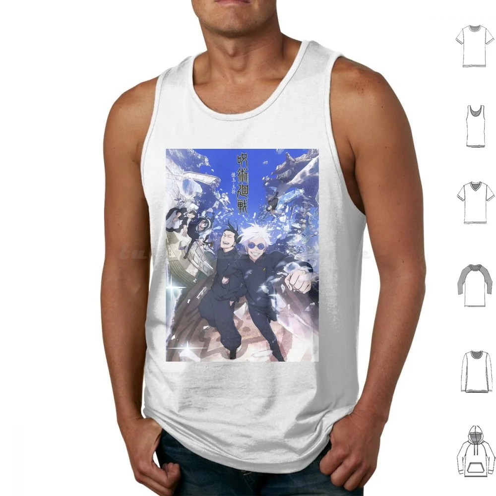 Season 2 Tank Tops Print Cotton Anime Gojo Manga Sukuna Jujutsu Satoru Jjk Satoru Gojo Nobara Megumi