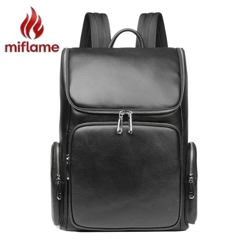 

Backpack for Men Black Genuine Crazy Horse Leather Japanese Style Vintage Large Capacity School Commuter Travel Rucksack