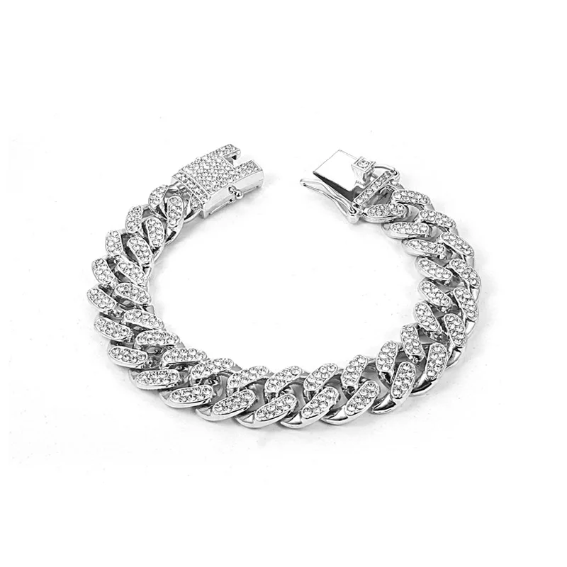 

2024 New AAAAA Full Diamond Hip Hop Hot Selling Cuban Chain Bracelet Simple Design for Men and Women Cool Street Style Couple Ac