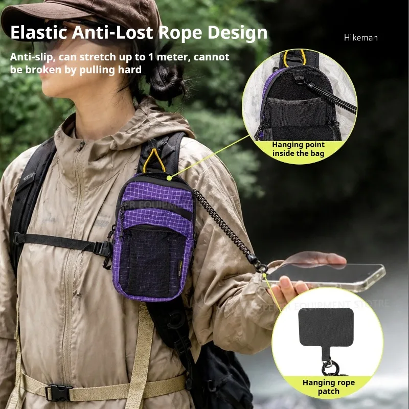 HIKEMAN Phone Pouch with Anti-Drop Tether Lightweight Outdoor Anti-Loss Pack for Hiking Travel Backpacking Equipment