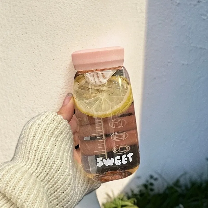 

250ml Mini Water Bottle Shaker With Filter Time Marker Cute Plastic Coffee Tea Matcha Water Cup Portable Drink Bottle BPA Free