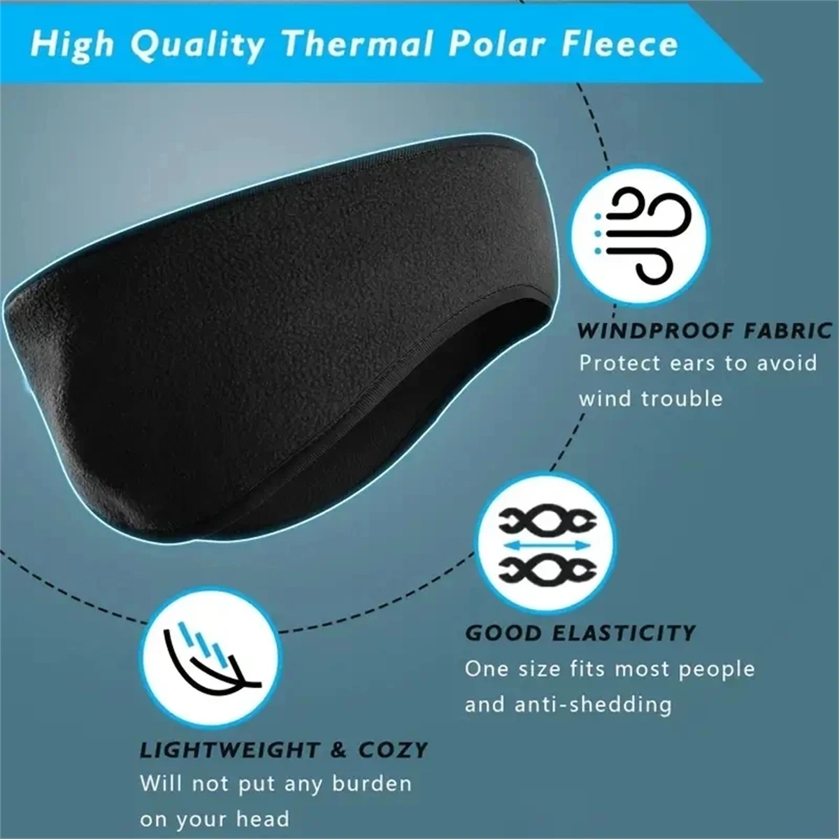 Black Fleece Ear Warmer Muff Winter Headband Ear Muffs Headband Men Women Running Skiing Outdoor Sports Ear Cover Headscarf