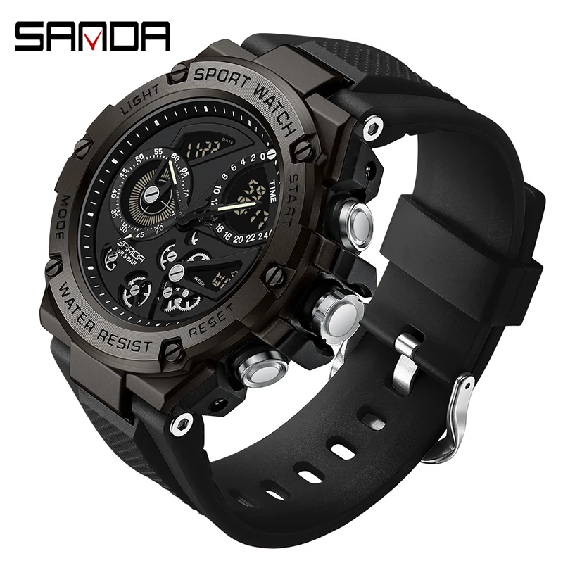 SANDA G Style LED Digital Men\'s Watch Military Outdoor Sports Waterproof Watches Dual Display Quartz Clock Relogio Masculino