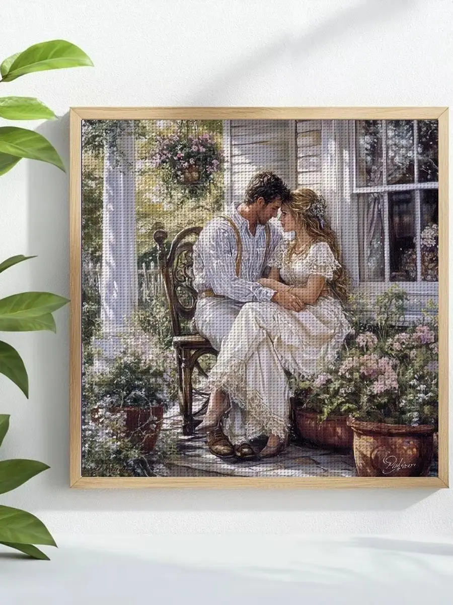 1 Stück 30x30 cm/11,8 Zoll Schönes Liebesmotiv Gestempeltes Kreuzstich-Set DIY-Kit 11/14/16CT DIY-Stickset DIY-Kreuzstich-Set – Detail 1